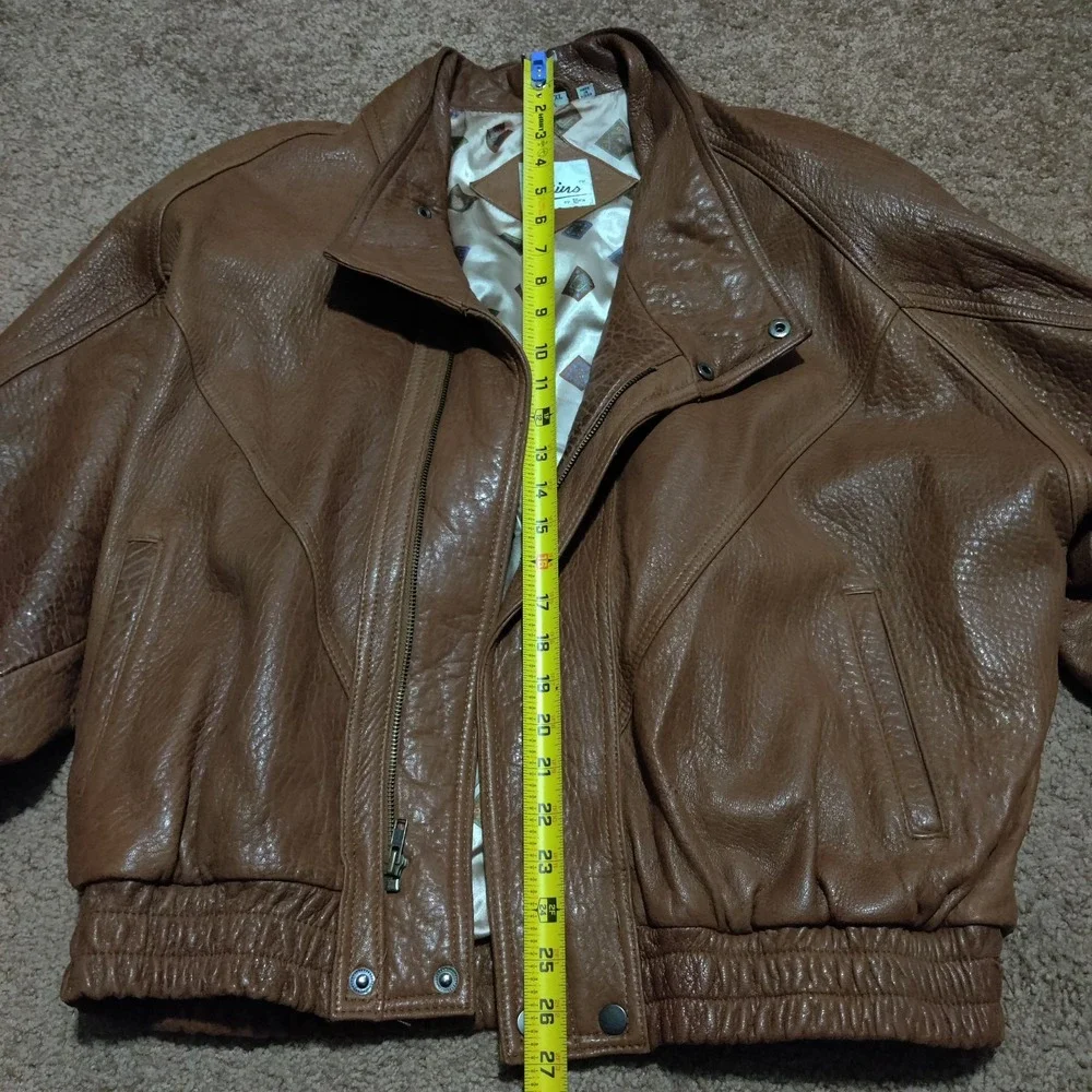 Vintage Skins by Tora Super Soft Leather Jacket Brown 70s Bomber Groovy Men's XL